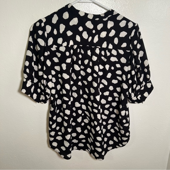 Ann Taylor Blouse Black White Dots S - Picture 6 of 12